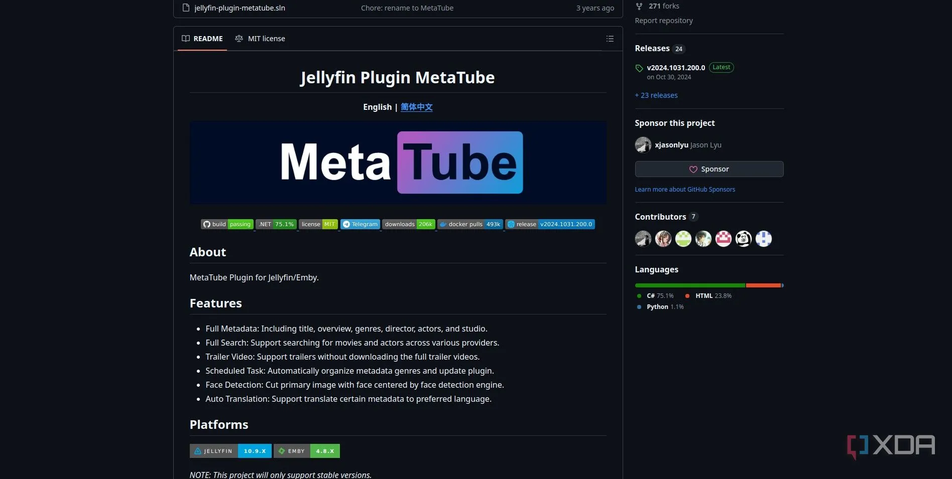 Plugin MetaTube cho Jellyfin và Emby giúp quản lý metadata