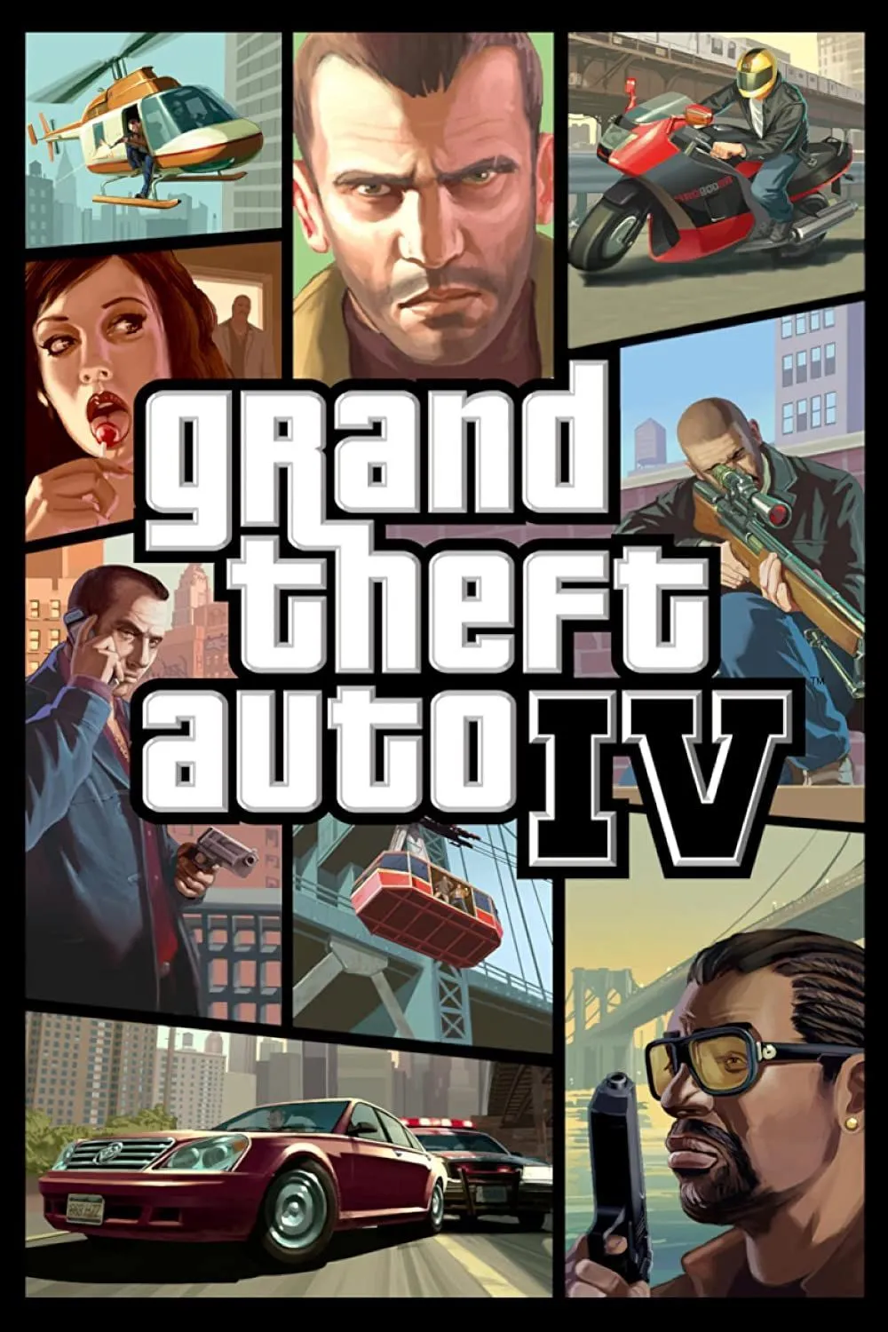Poster game Grand Theft Auto IV: The Ballad of Gay Tony với nhân vật chính và bối cảnh thành phố về đêm