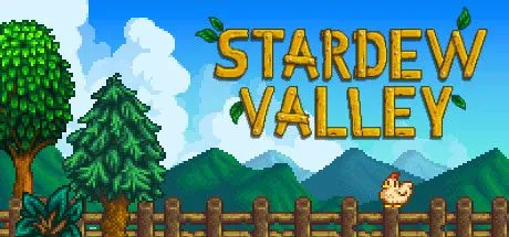 Poster game Stardew Valley với hình ảnh nông trại và các nhân vật