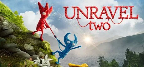 Poster game Unravel Two với hai nhân vật len đang phiêu lưu