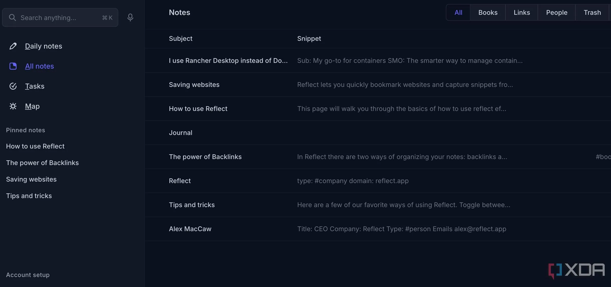 Reflect Notes hiển thị các ghi chú được đồng bộ nhanh chóng trên nhiều thiết bị