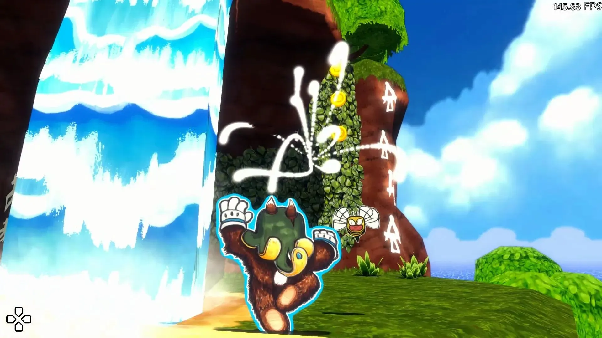 Ruffy sử dụng sức mạnh SWAP để tương tác với một khối lập phương trong game