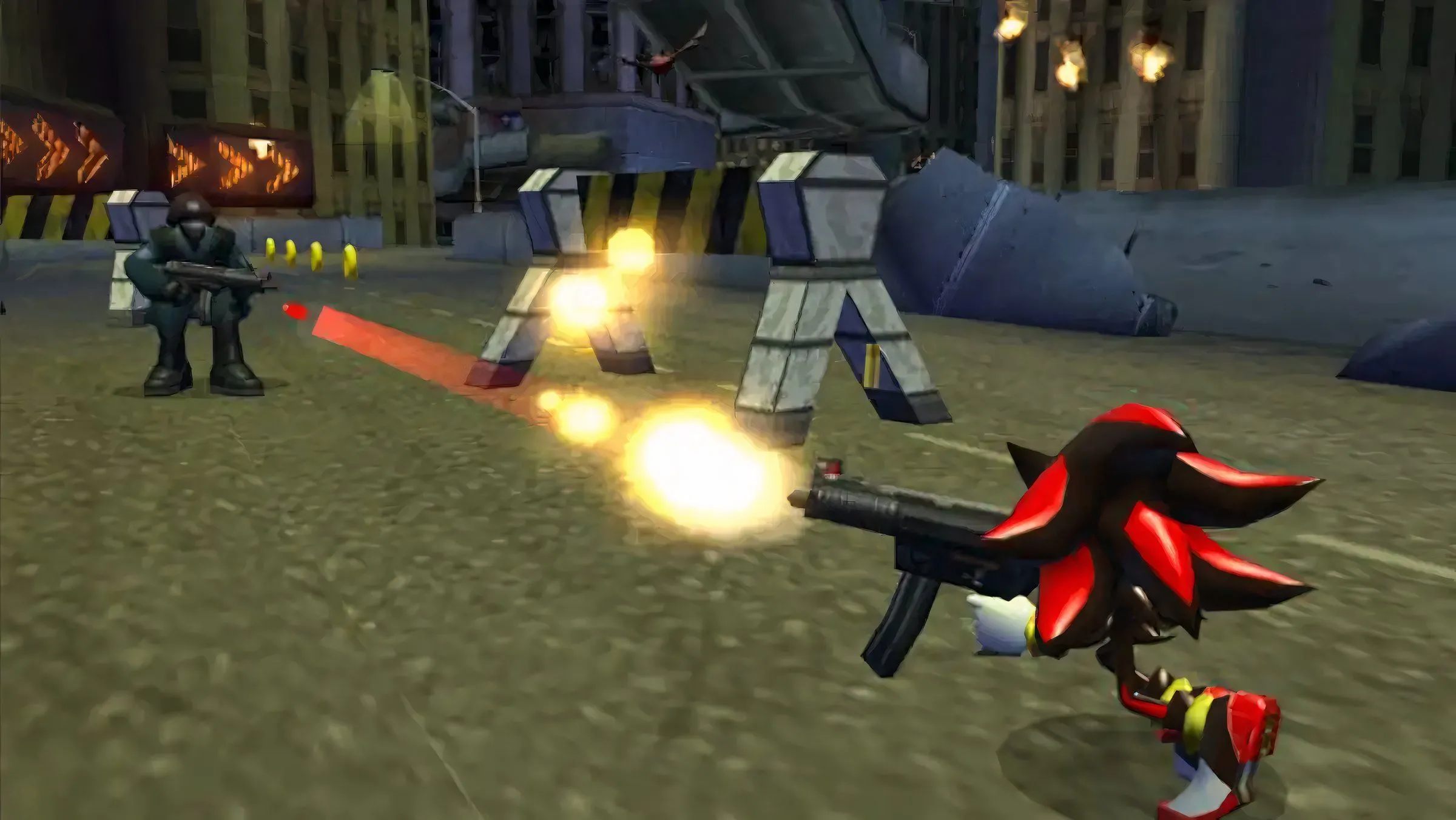 Shadow the Hedgehog cầm súng trong game
