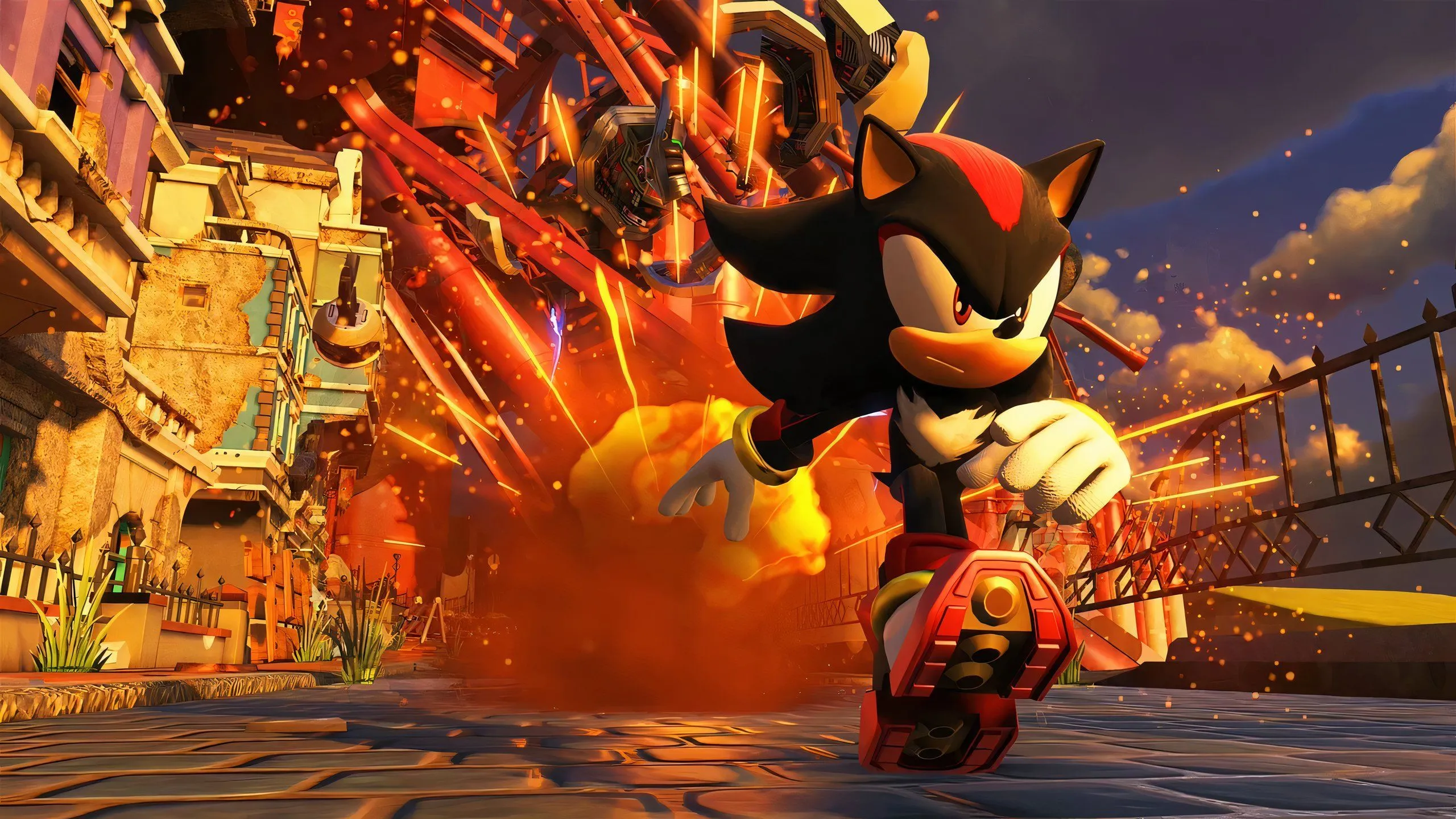 Shadow the Hedgehog chuẩn bị tấn công kẻ thù trong một màn chơi