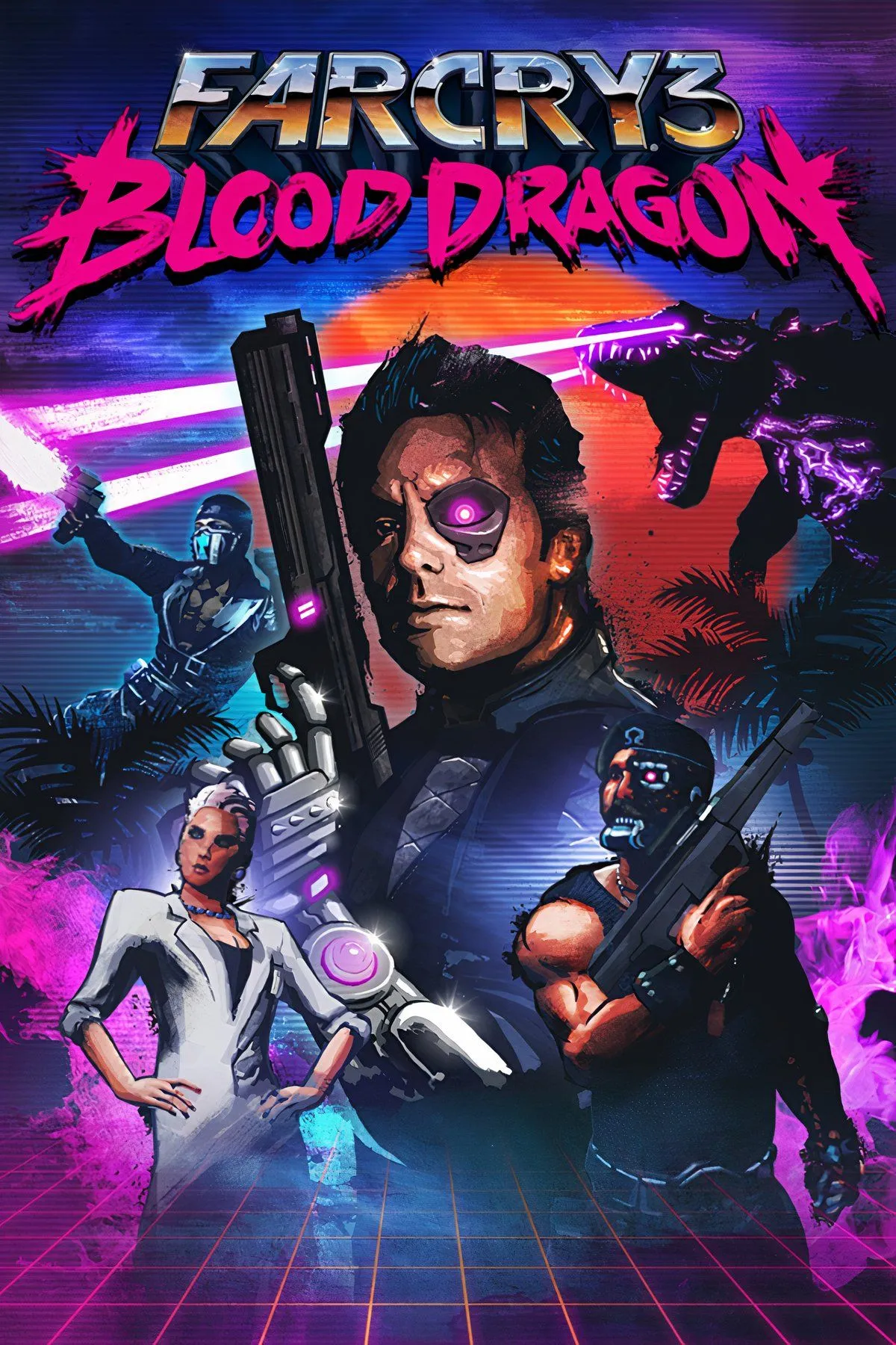Sĩ quan Rex Colt với bộ giáp phản chiếu ánh sáng neon trong Far Cry 3 Blood Dragon