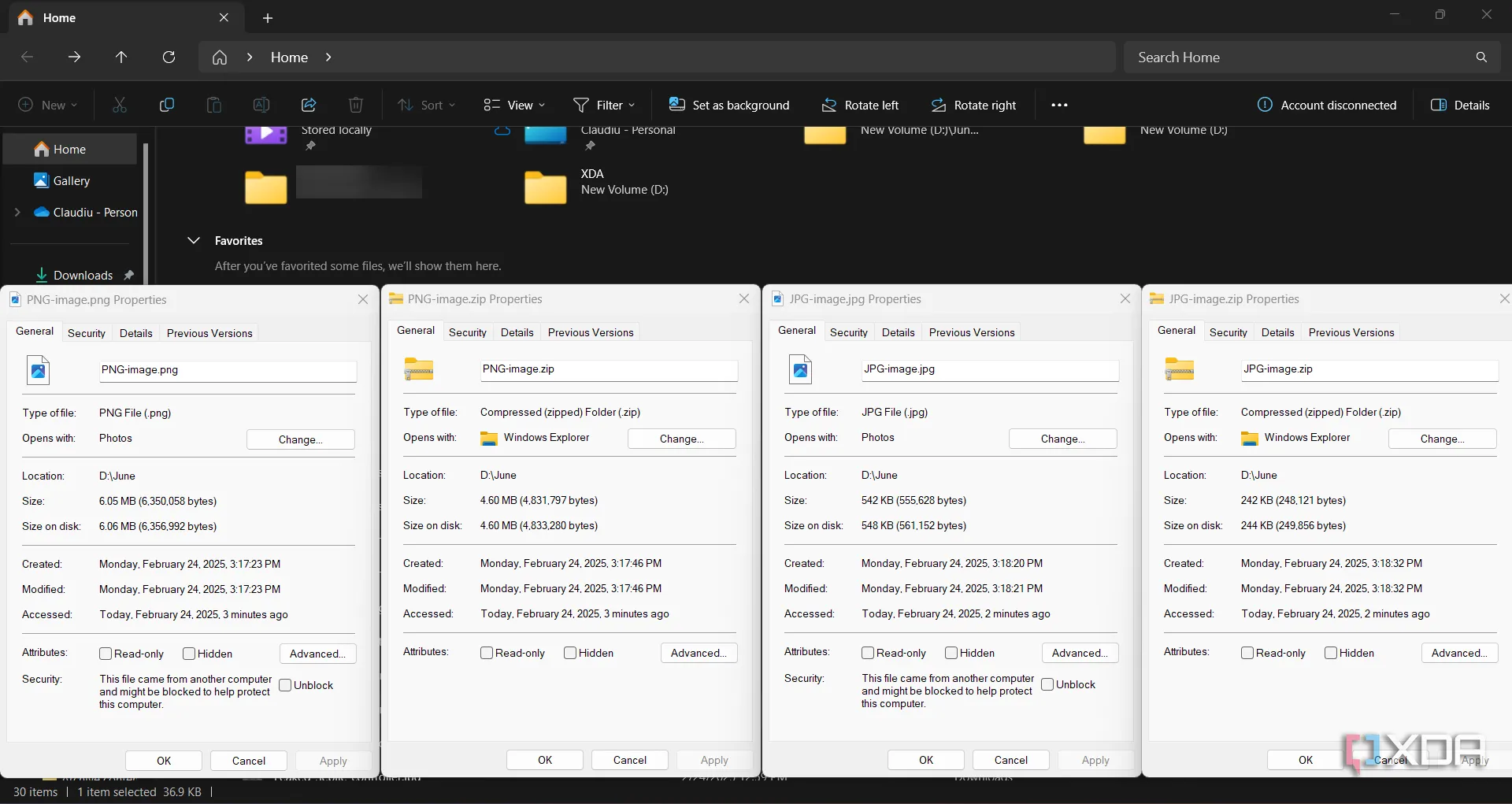 So sánh sự khác biệt về nén tệp giữa PNG và JPG của cùng một hình ảnh bằng WinZIP