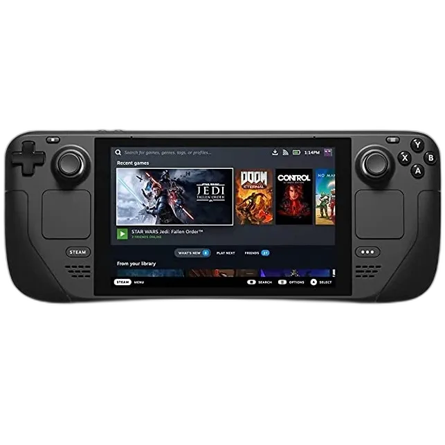 Steam Deck nhìn từ trên xuống, biểu tượng của sự bùng nổ Linux gaming cầm tay.