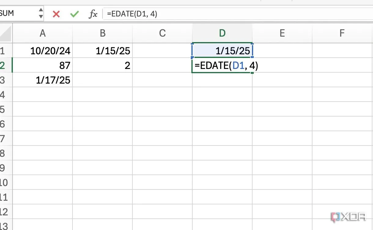 Sử dụng hàm EDATE trong Excel để tính ngày kết thúc giai đoạn hoặc các mốc thời gian quan trọng
