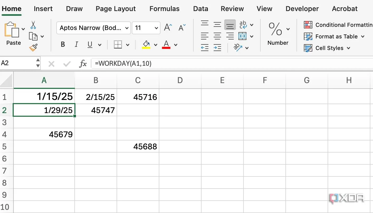 Sử dụng hàm WORKDAY trong Excel để tính deadline loại trừ cuối tuần và ngày lễ hiệu quả