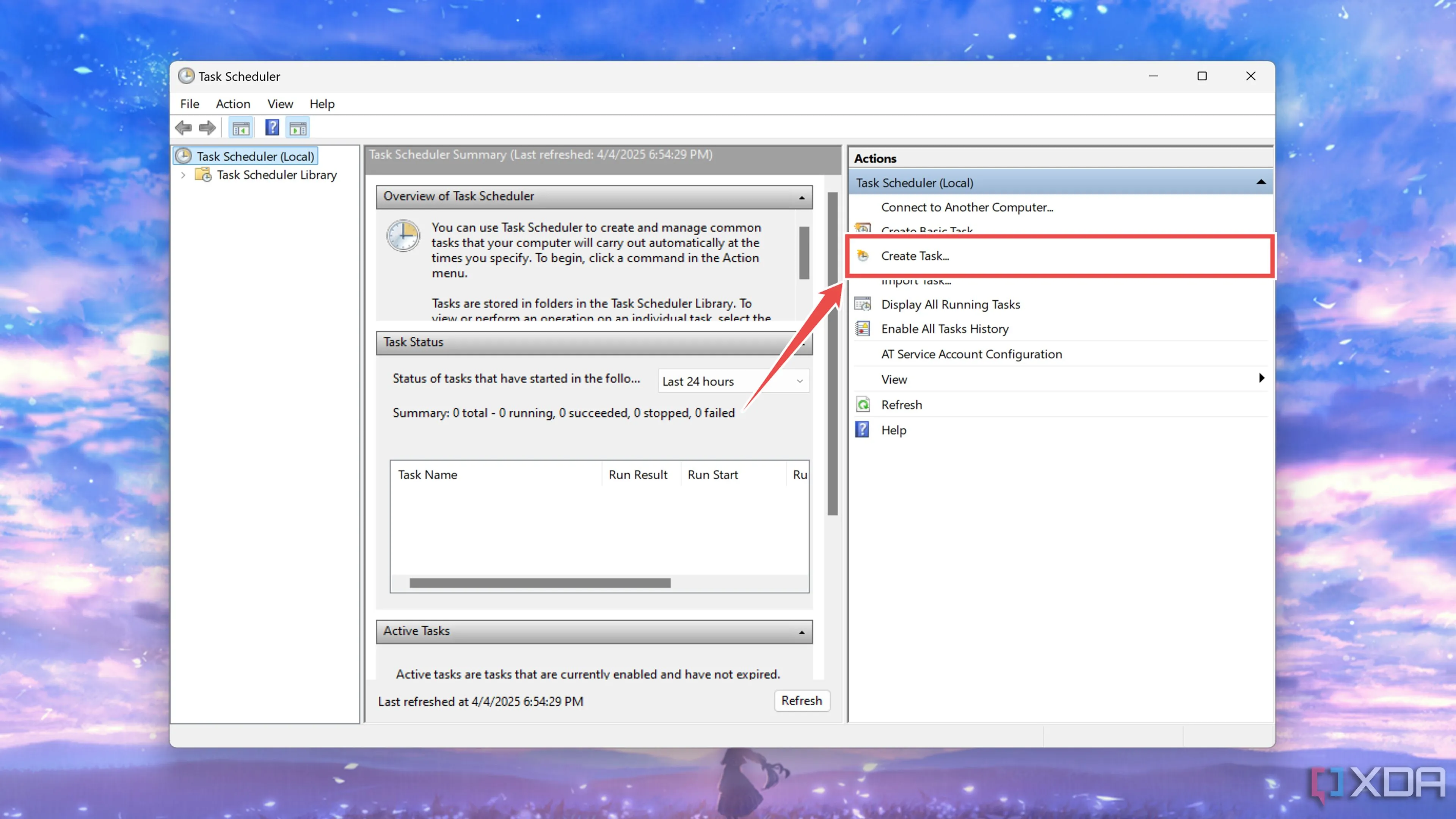 Tạo một tác vụ mới (Create Task) trong Windows Task Scheduler