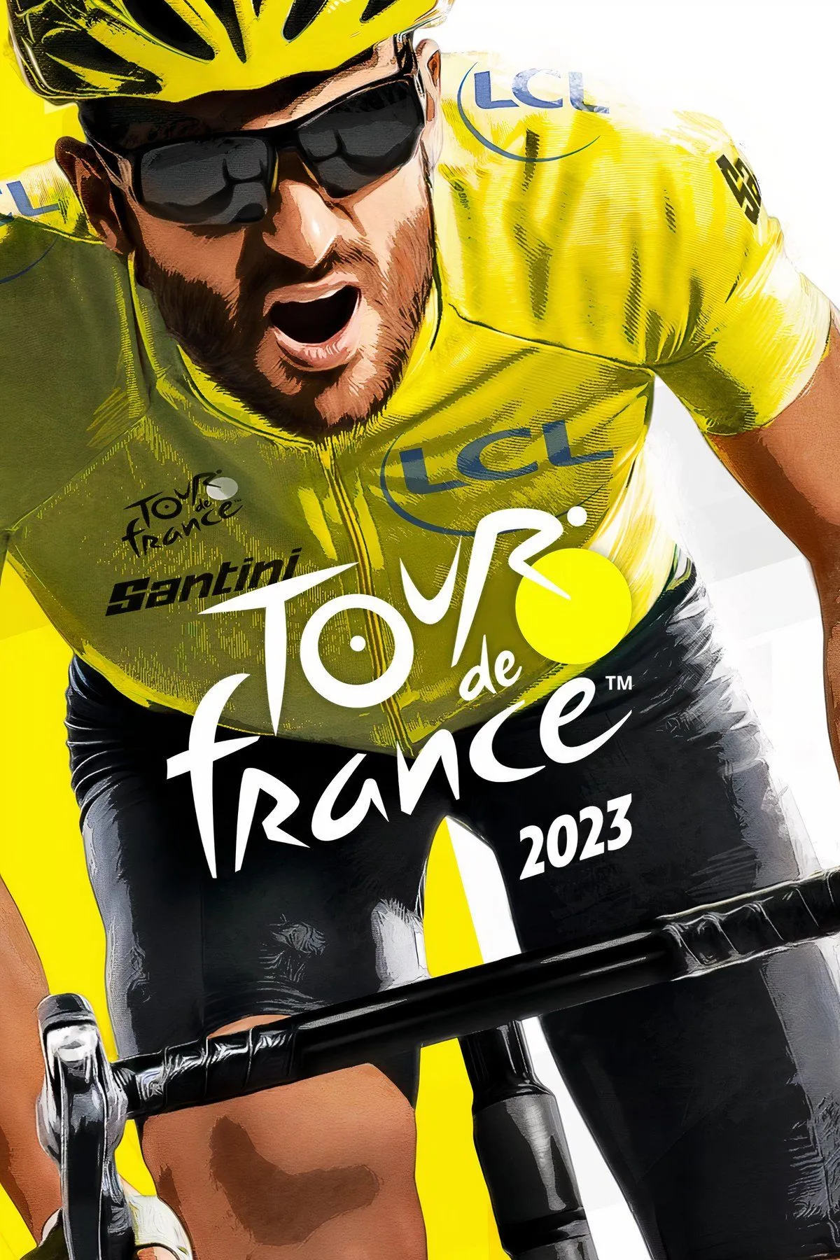 Tay đua xe đạp đang nỗ lực vượt dốc trong game Tour de France 2023