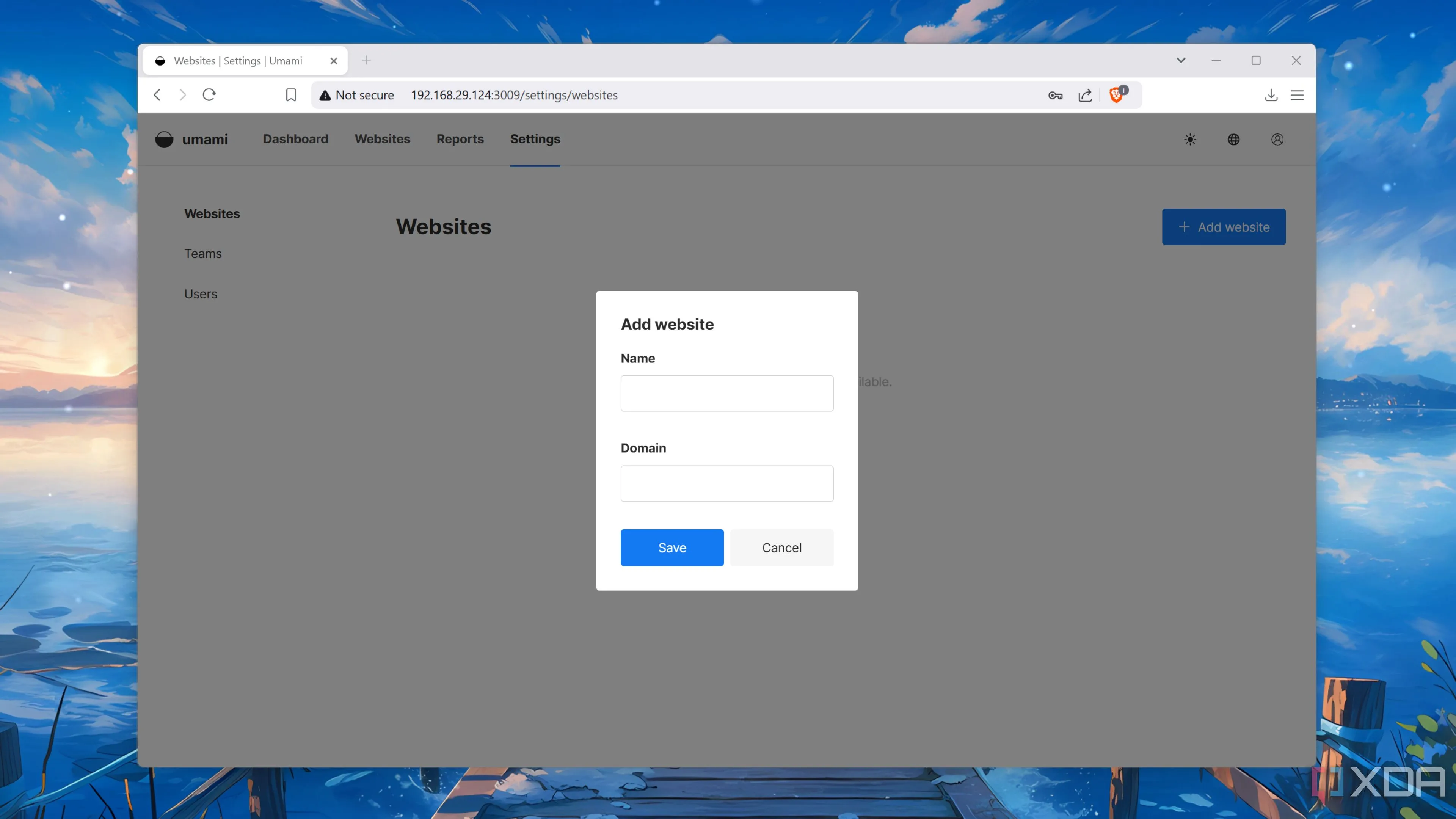 Thêm một website vào Umami để theo dõi lưu lượng truy cập và phân tích hiệu suất