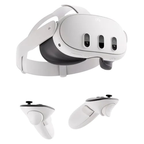 Thiết kế đồ họa của một chiếc kính thực tế ảo Meta Quest, minh họa trải nghiệm PCVR và các tựa game VR đình đám cần GPU mạnh.