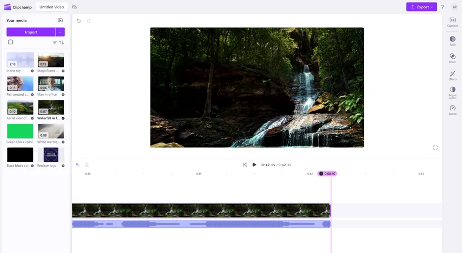 Timeline chỉnh sửa chính xác với timestamp trong Clipchamp