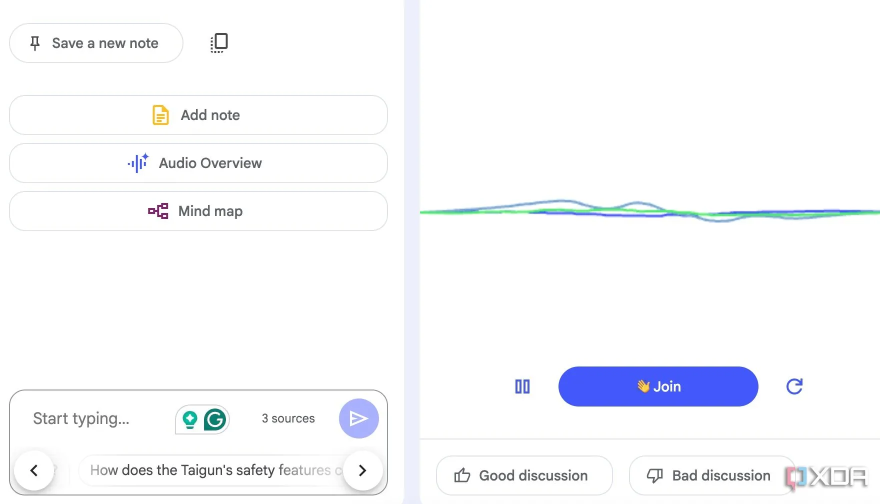 Tính năng Audio Overview của Google NotebookLM hiển thị cuộc hội thoại AI dạng podcast từ các tài liệu được tải lên