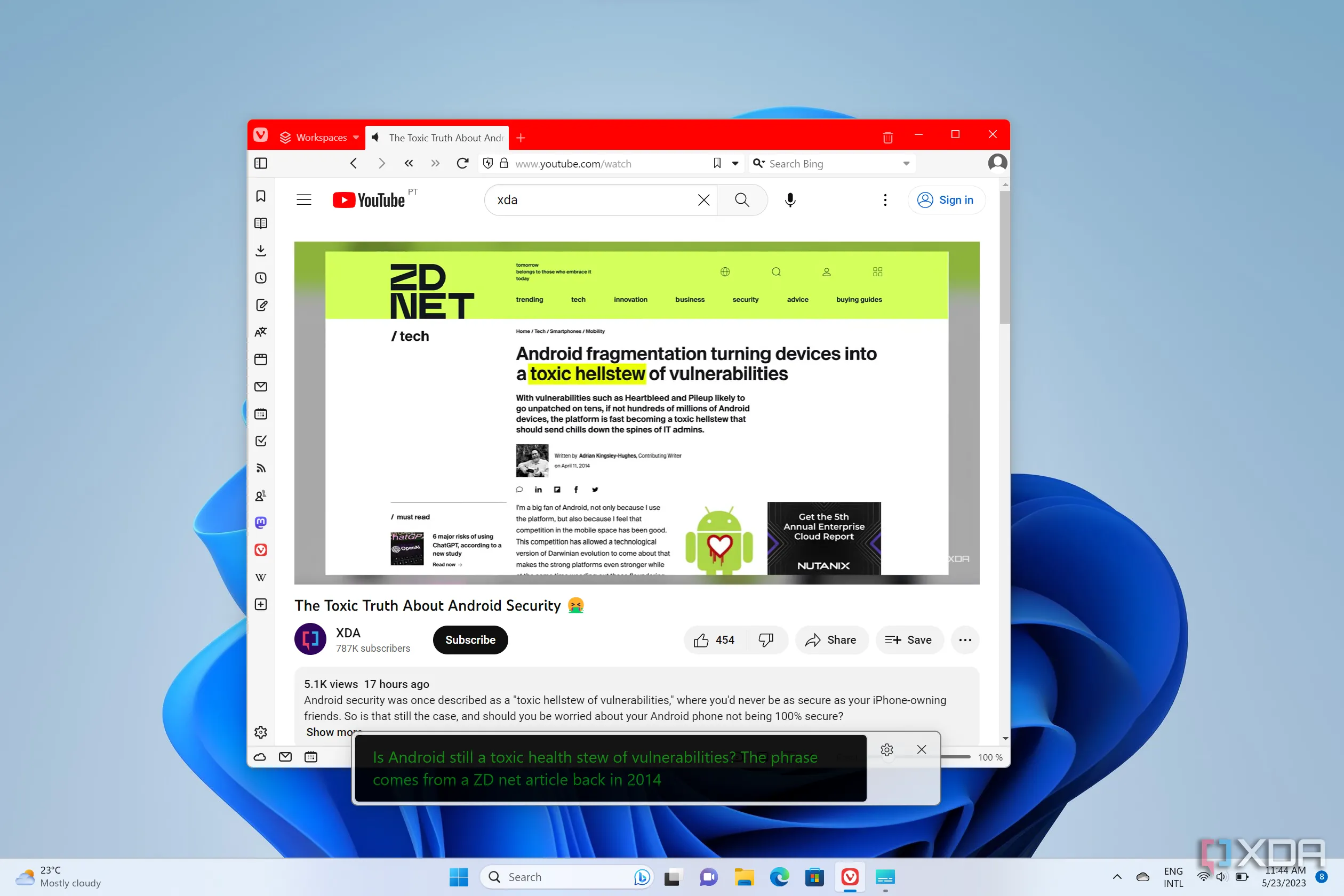 Tính năng Live Captions hiển thị phụ đề trực tiếp khi xem video trên Windows 11