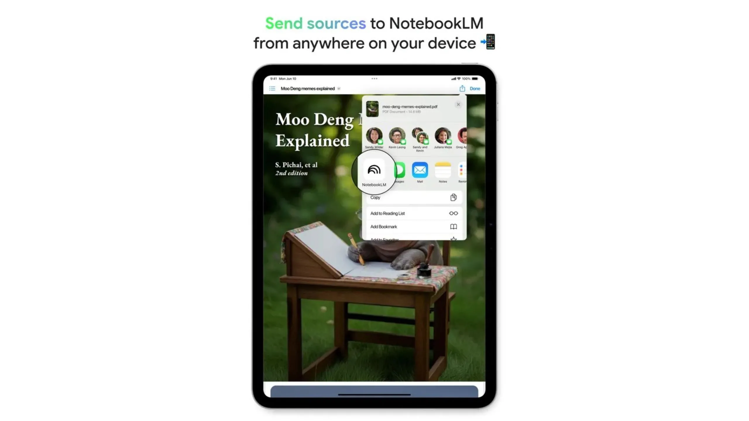 Tính năng quản lý nguồn tài liệu (Sources) trong ứng dụng NotebookLM, cho phép thêm PDF, trang web và video