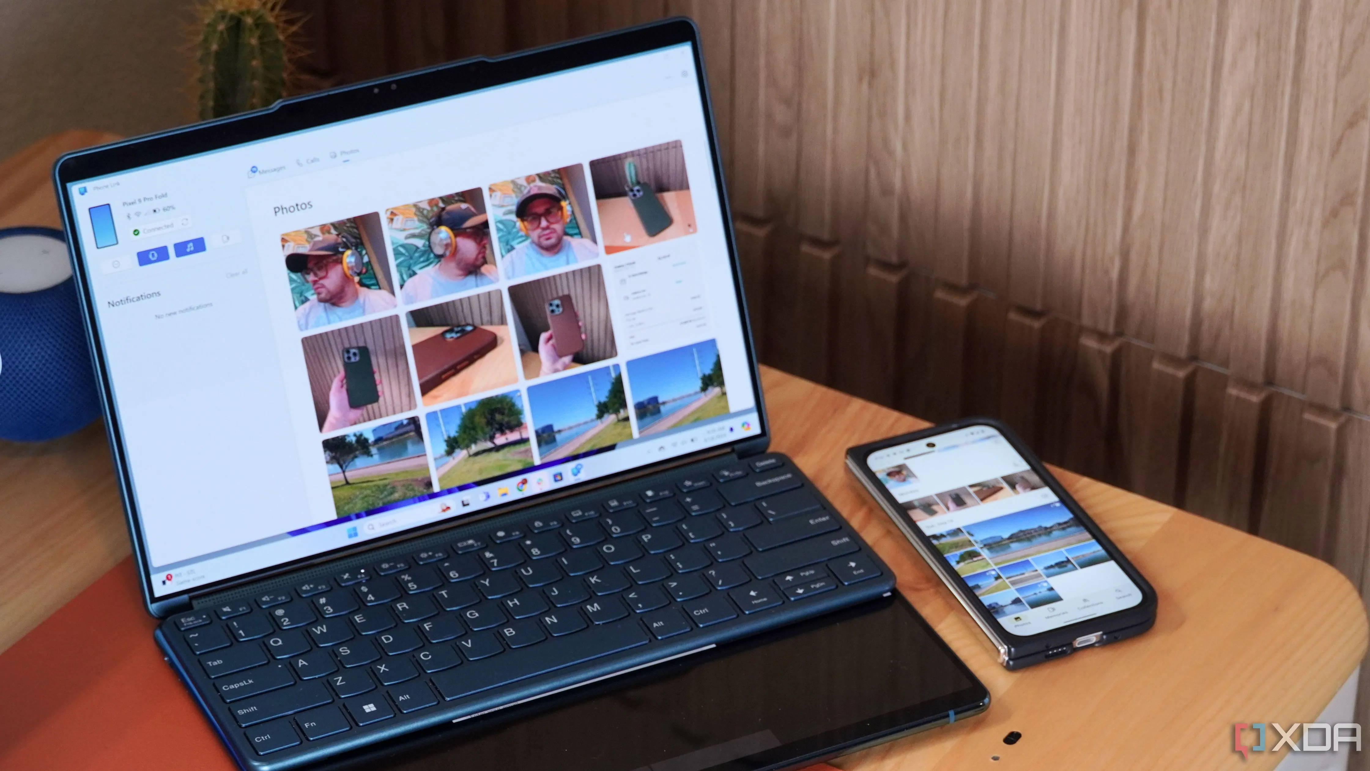 Tính năng tích hợp điện thoại qua Phone Link trong File Explorer, hiển thị khả năng duyệt tệp từ thiết bị Android.