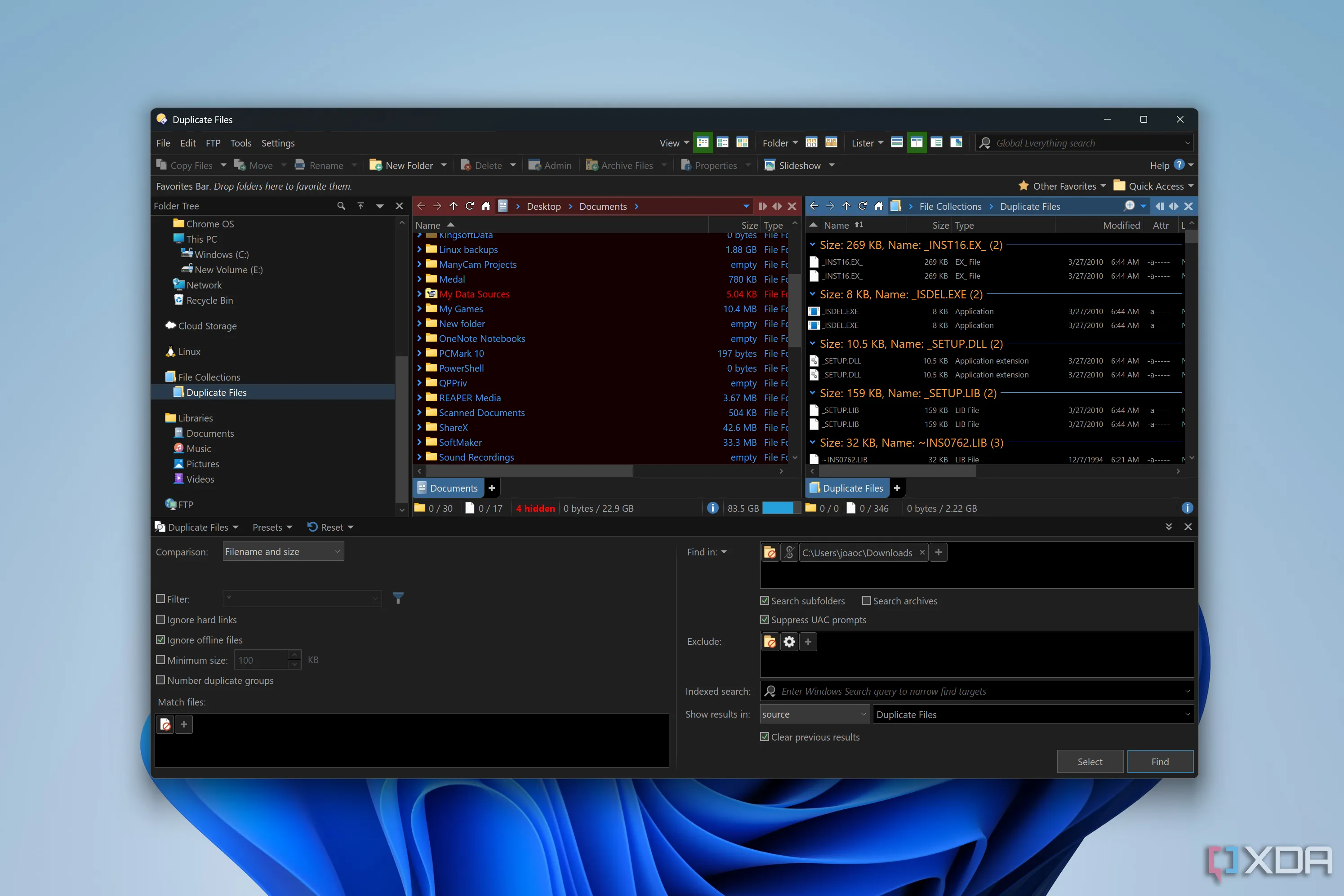 Tính năng tìm và lọc file trùng lặp của Directory Opus giúp tối ưu dung lượng lưu trữ