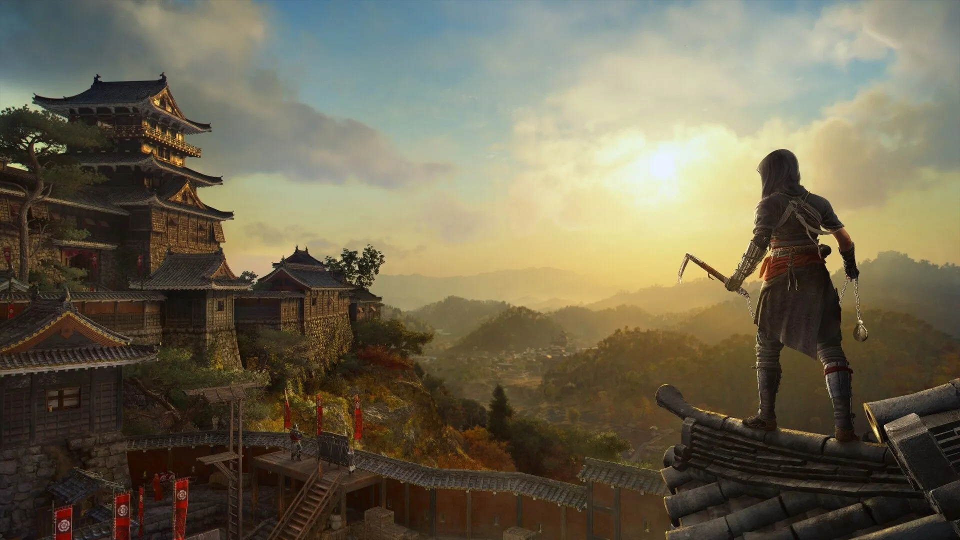 Toàn cảnh một khu vực trong Assassin's Creed Shadows, hứa hẹn một thế giới rộng lớn để khám phá.