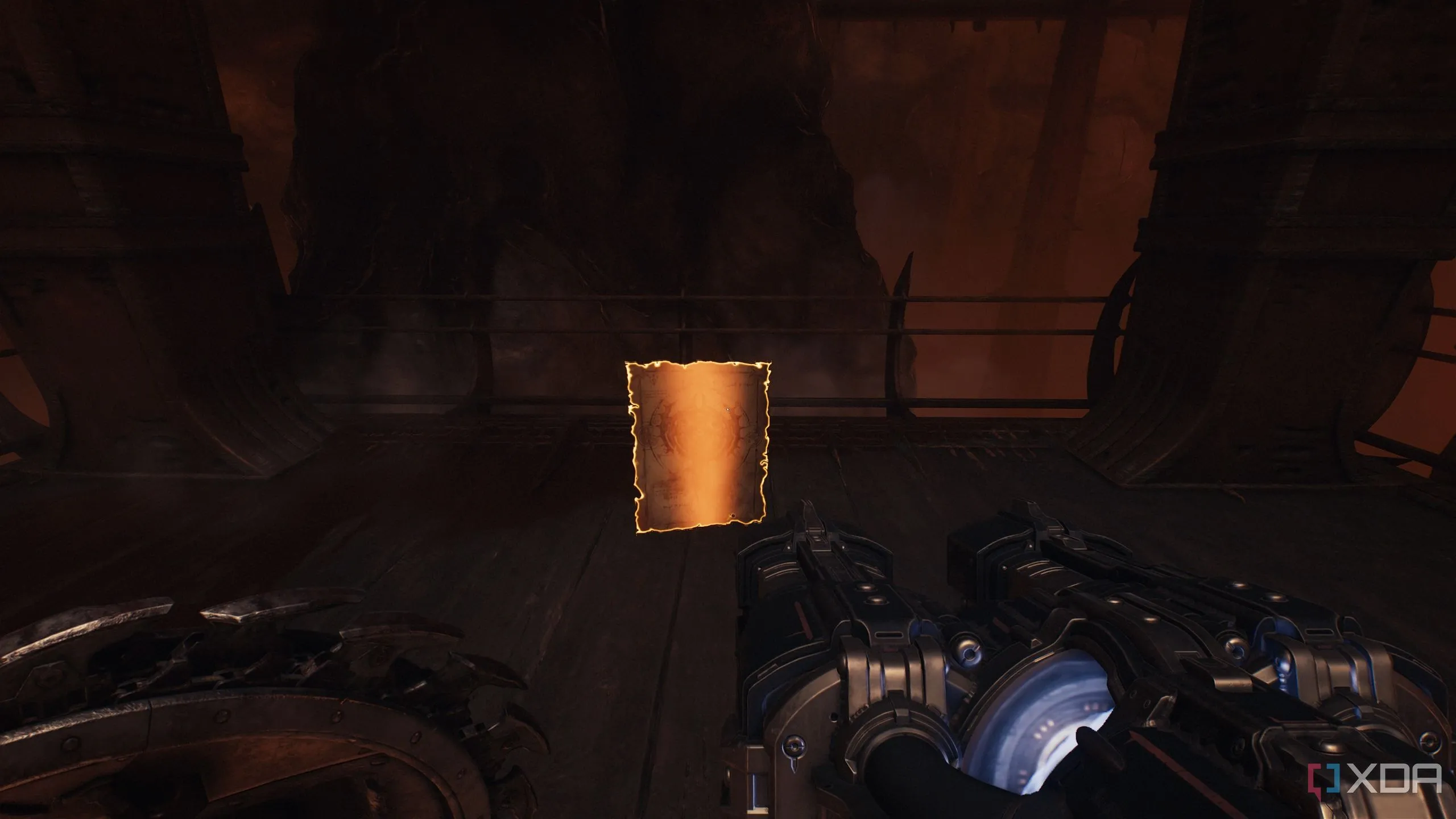 Trang Codex đang lơ lửng trong không khí, chờ đợi Doom Slayer thu thập trong Doom The Dark Ages