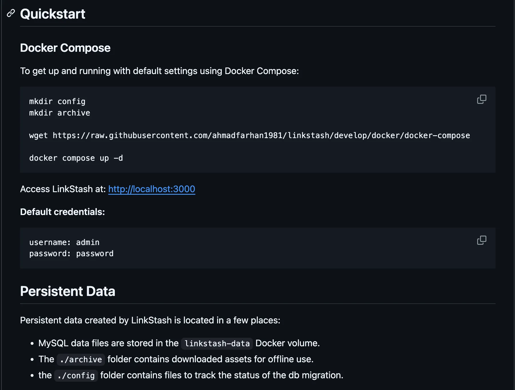 Trang GitHub chính thức của LinkStash, nơi cung cấp mã nguồn và hướng dẫn cài đặt