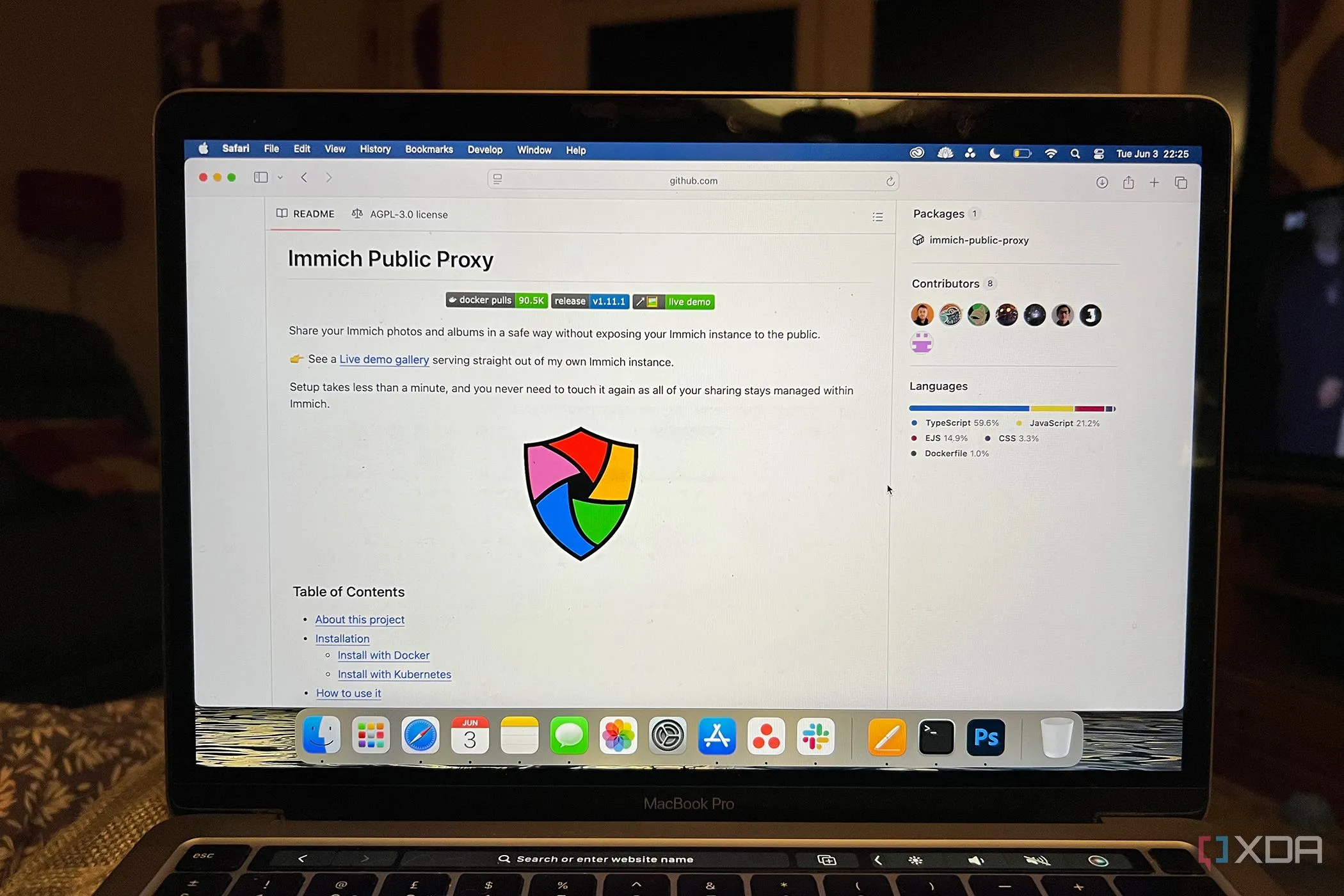 Trang GitHub của dự án Immich Public Proxy với các thông tin chi tiết
