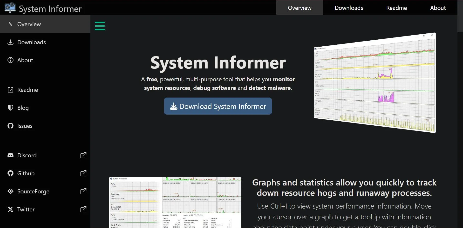 Trang tải về System Informer từ GitHub, nơi người dùng có thể tải phiên bản installer hoặc portable