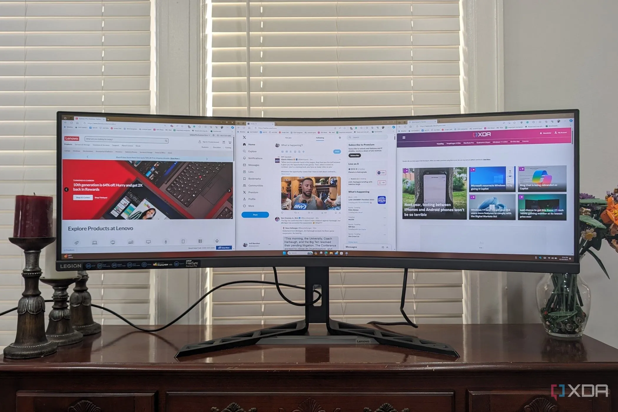 Trình duyệt Microsoft Edge đang mở trên màn hình Legion R45w-30, minh họa các cài đặt bảo mật trình duyệt web