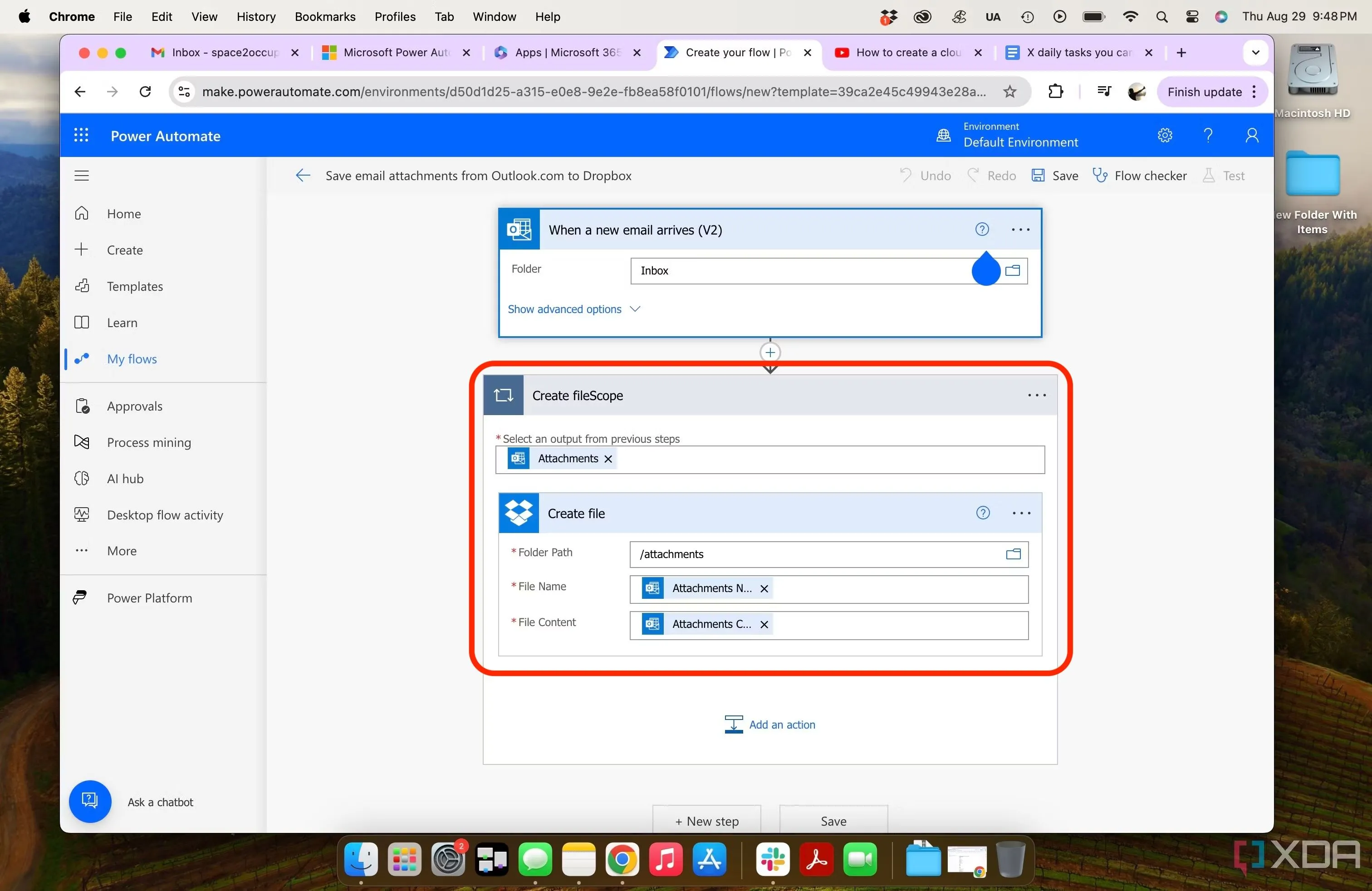 Tự động tải tệp đính kèm từ Outlook về Dropbox bằng Microsoft Power Automate