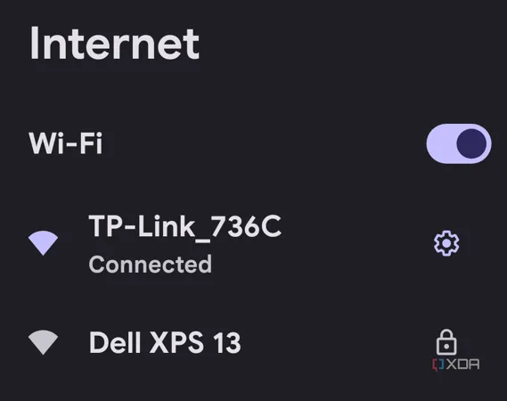 Tùy chọn mạng trên Android để tìm tên điểm phát sóng Wi-Fi