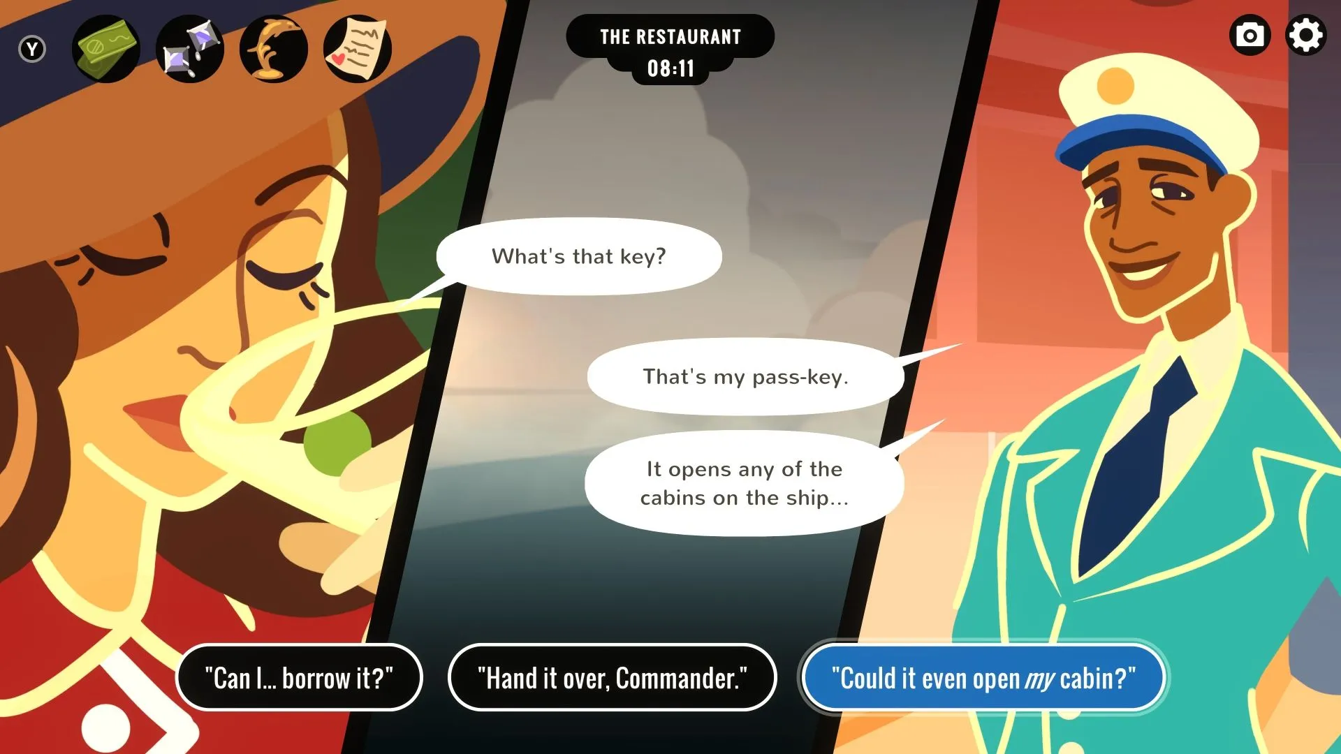 Veronica Villensey đối thoại với Commander Anders trong game Overboard