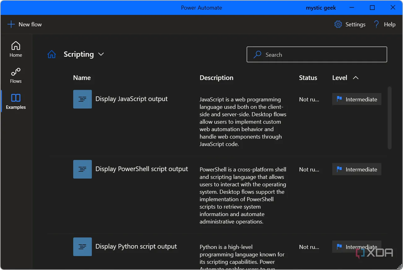 Ví dụ Flow kịch bản (scripting) trong Power Automate trên Windows 11