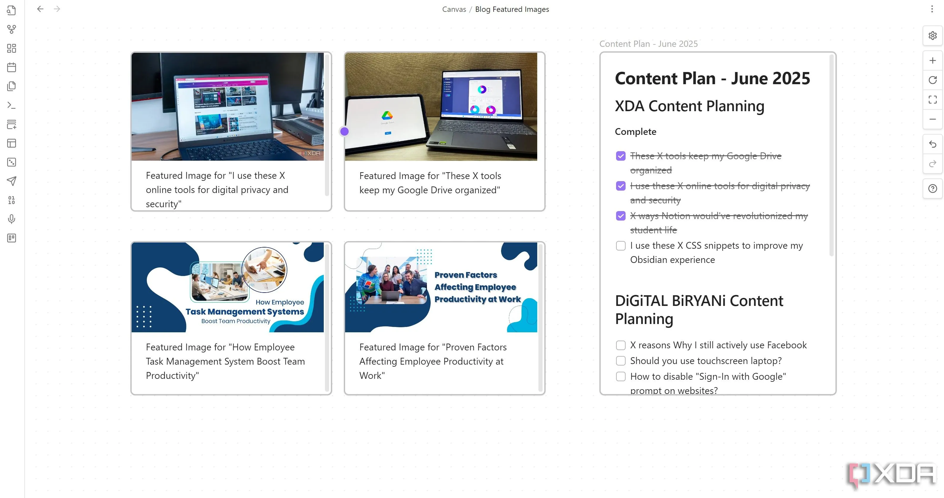 Ví dụ về Canvas trong Obsidian với ảnh tiêu đề tùy chỉnh bằng CSS snippet
