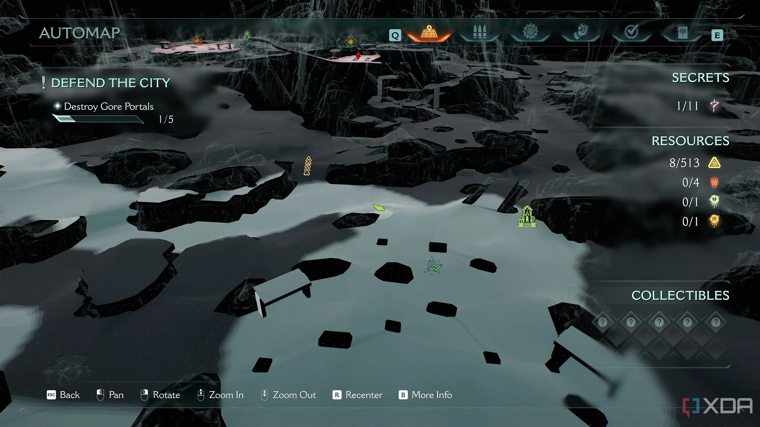 Vị trí Doom Slayer trên bản đồ 3D khi tìm vật phẩm ẩn trong Chapter 6 Doom The Dark Ages