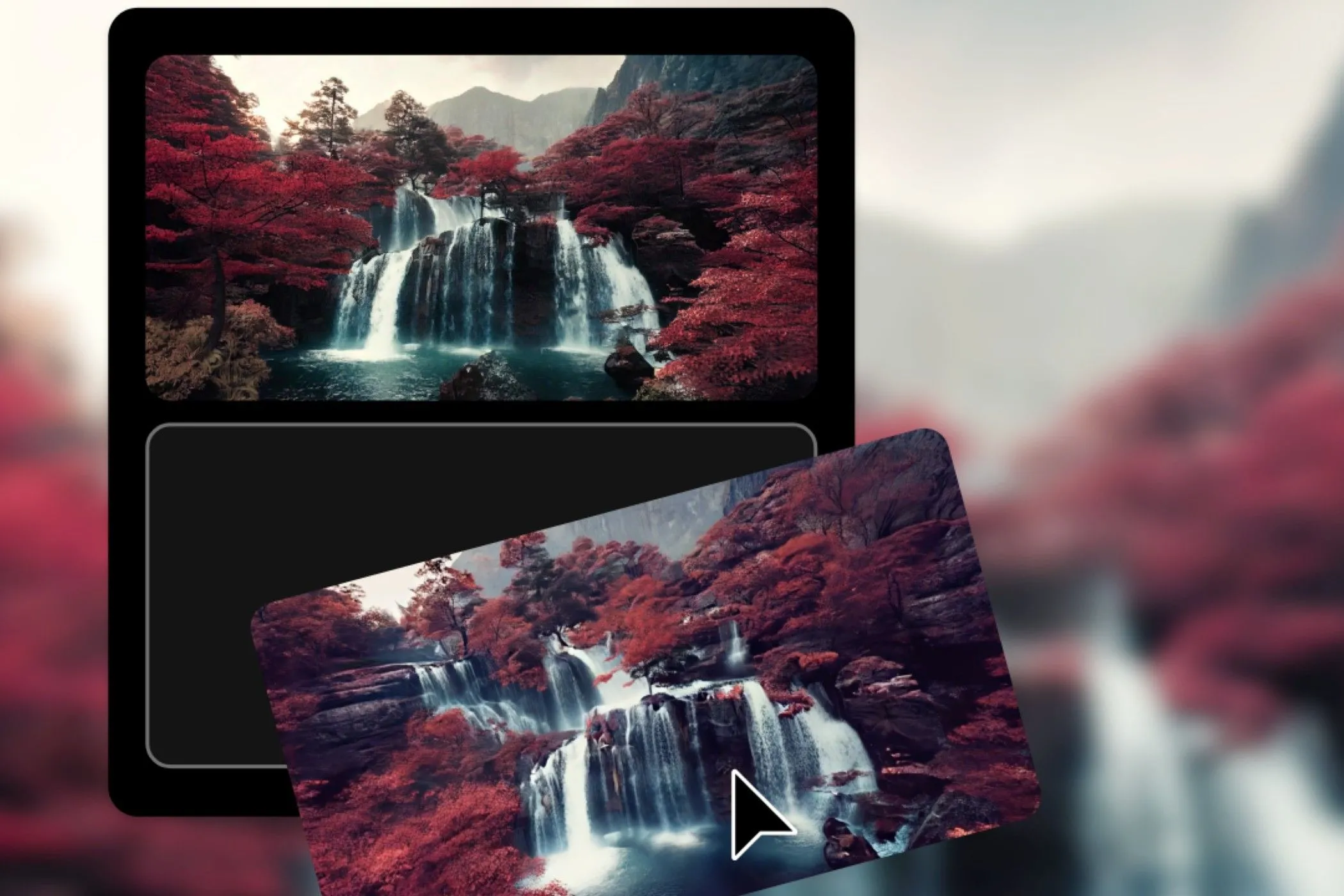 Video thác nước chuyển động được tạo từ hai hình ảnh tĩnh bằng Adobe Firefly