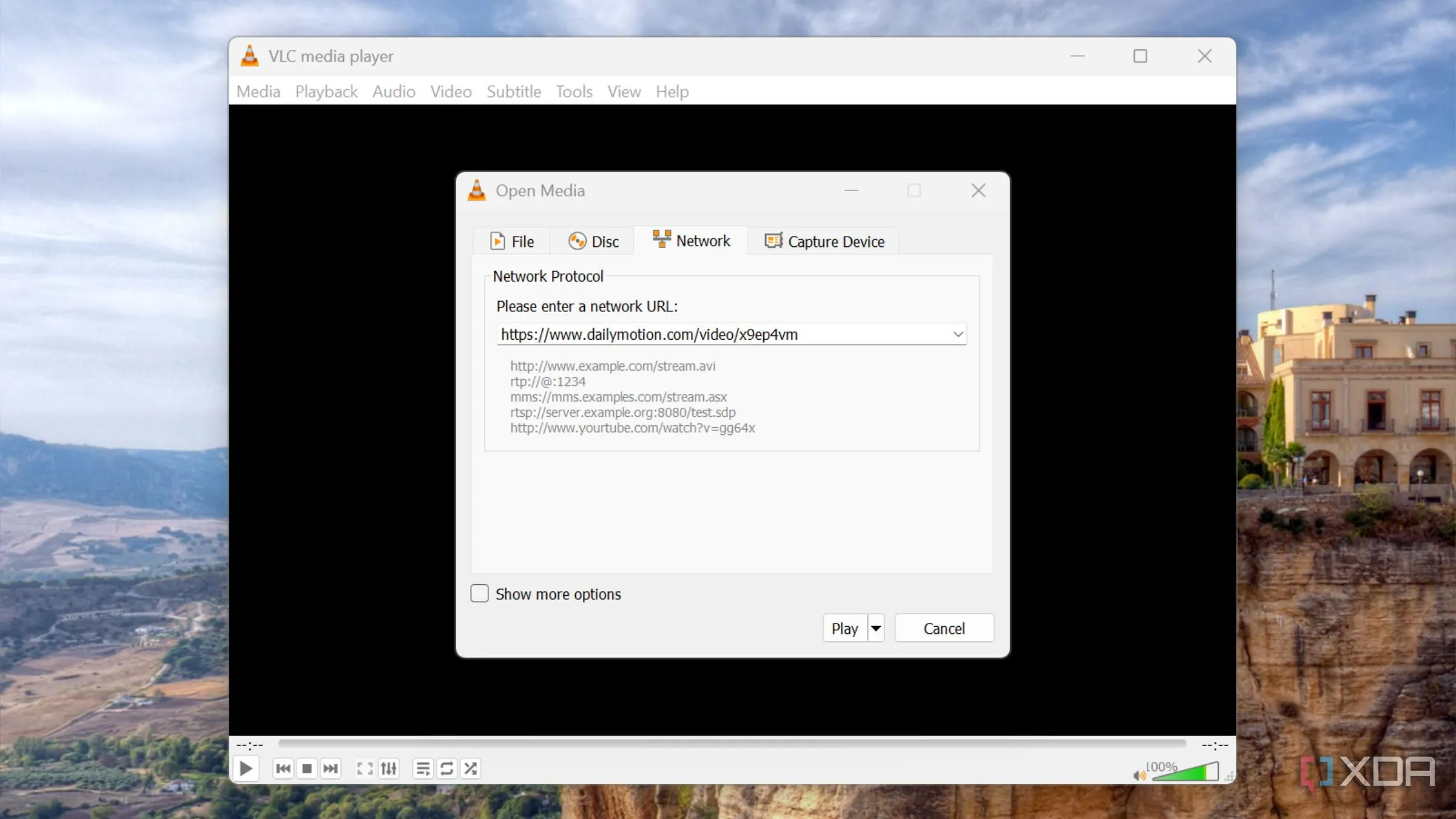 VLC Media Player đang phát video trực tuyến từ mạng.