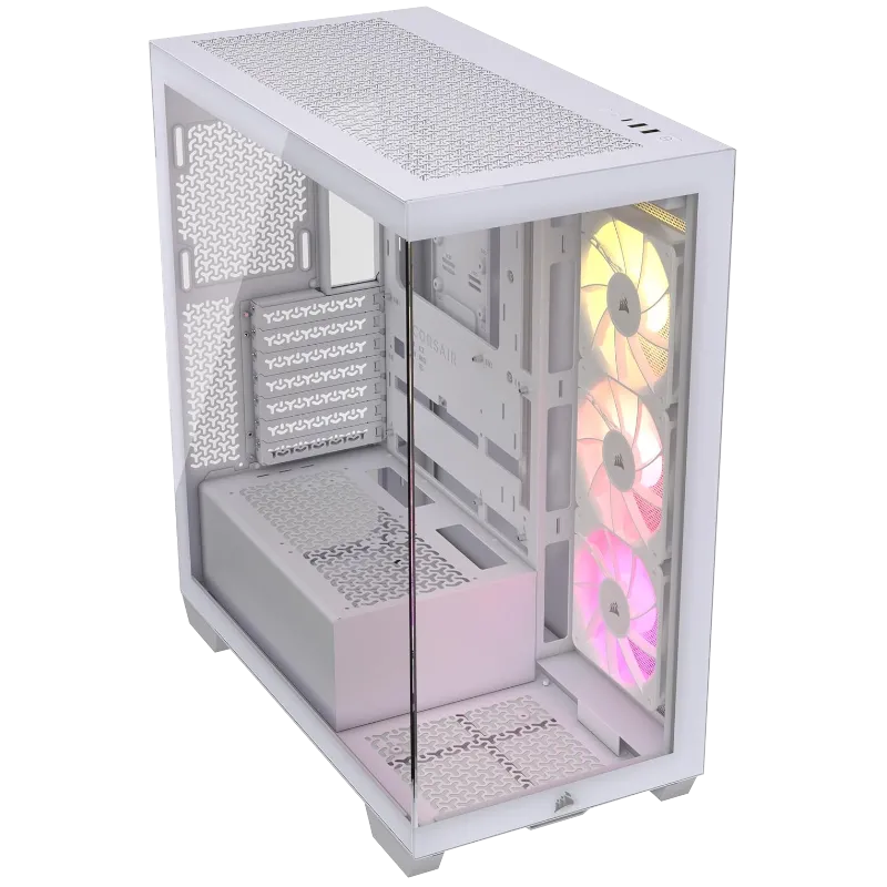Vỏ case Corsair 3500X ARGB với thiết kế kính và mặt lưới bên hông, tối ưu luồng khí