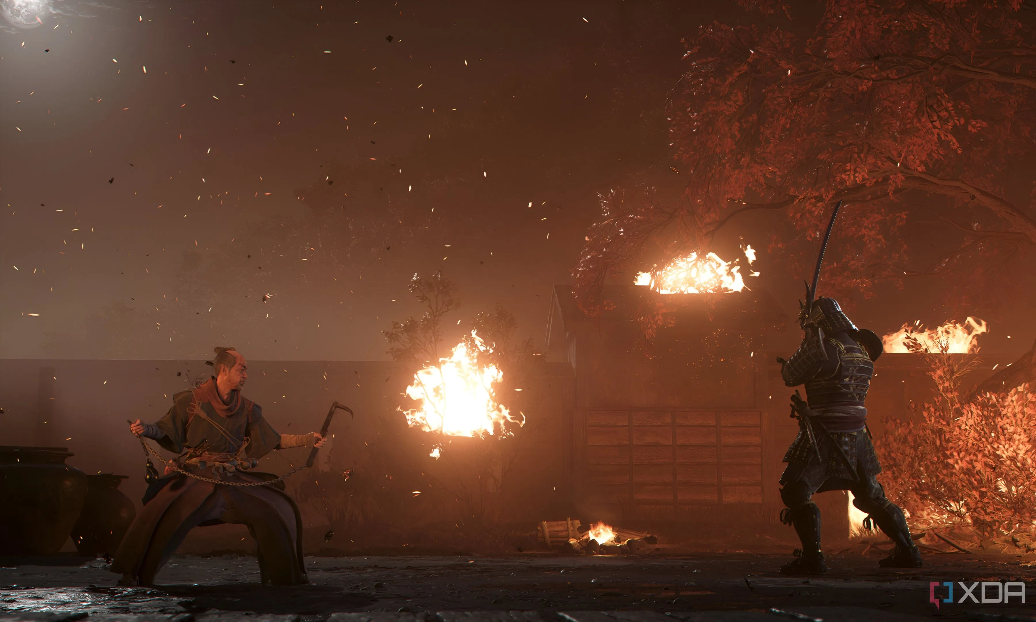 Yasuke chiến đấu trong màn đêm trong Assassin's Creed Shadows