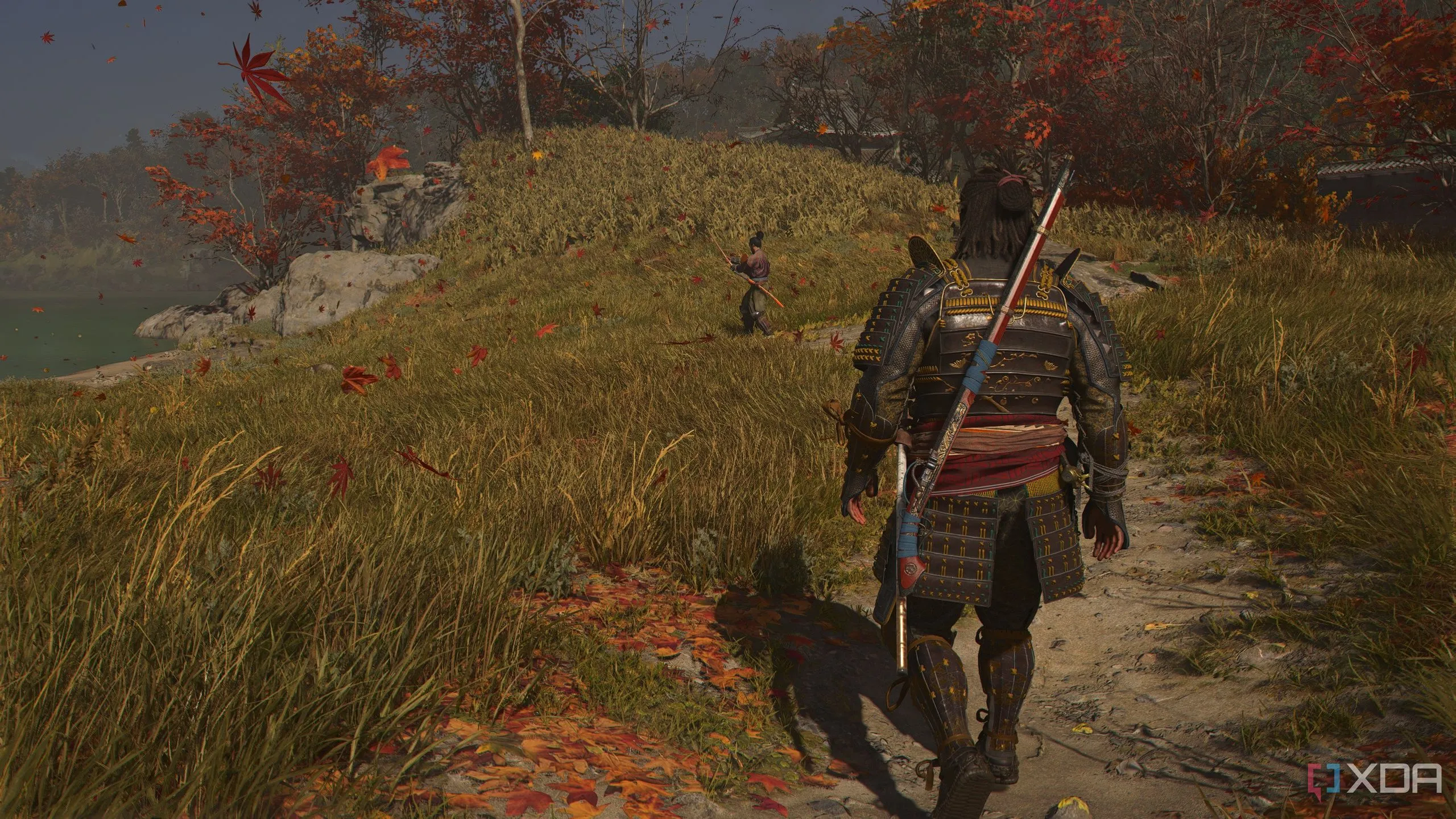 Yasuke đối đầu với Sensei trong bối cảnh Claws of Awaji, bản mở rộng của Assassin's Creed Shadows